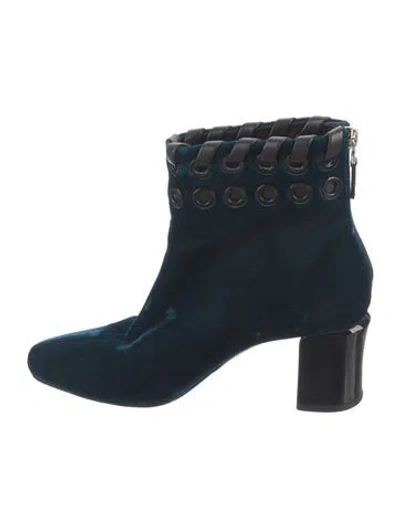 Pre-owned Fendi Velvet Whipstitch Trim Boots In Blue
