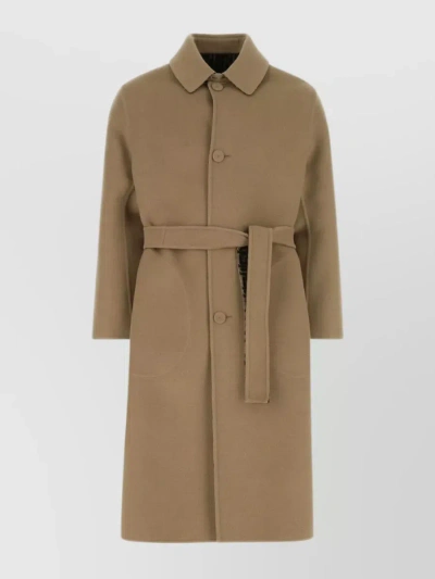 FENDI VERSATILE WOOL BLEND COAT WITH REVERSIBLE DESIGN