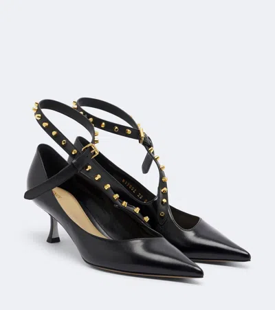 Fendi Vertigo Studded Leather Pumps In Black