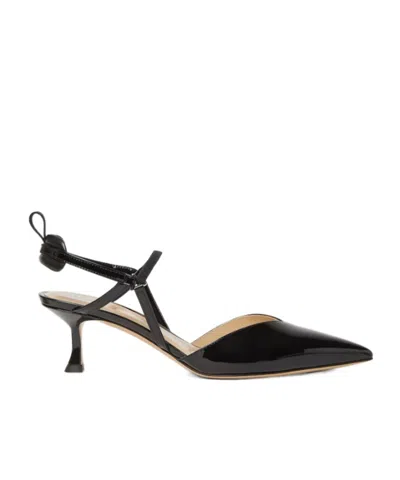 Fendi Very Colibri Black Patent Leather Medium-heeled Slingbacks