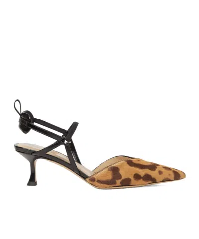 Fendi Very Colibri Brown And Black Hair-on Leather Leather Medium-heeled Slingbacks