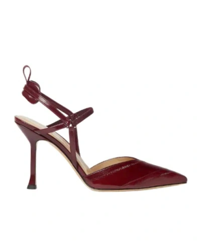Fendi Very Colibri Burgundy Hagfish Leather High-heeled Slingbacks