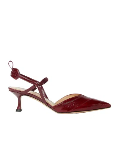 Fendi Very Colibri Burgundy Hagfish Medium-heeled Slingbacks