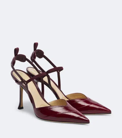 Fendi Very Colibri Burgundy Hagfish Leather High-heeled Slingbacks