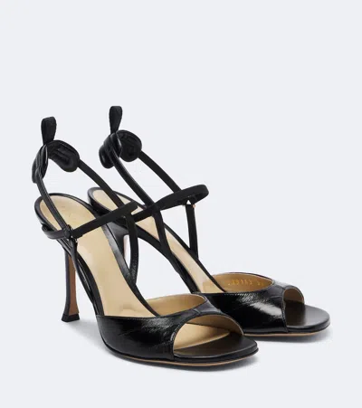 Fendi Black Hagfish Leather High-heeled Sandals