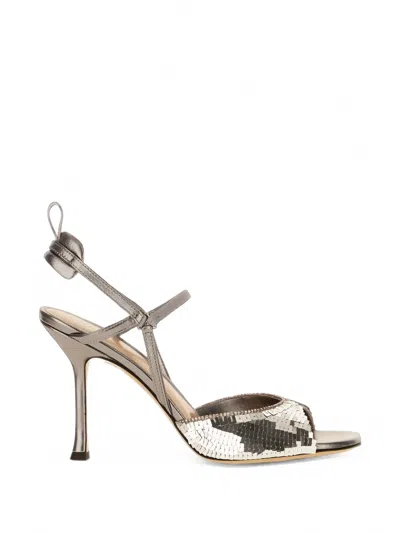 Fendi Very Colibrì Sequin-embellished Leather Sandals In Silver