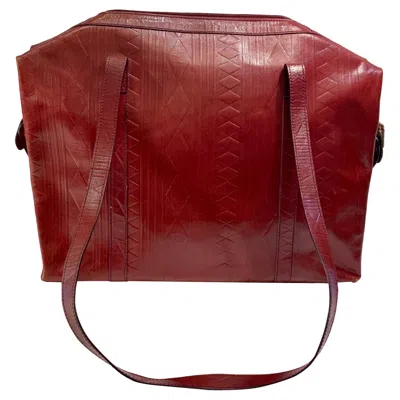 Pre-owned Fendi Very Large 1980s  S.a.s. Diamond Embossed Burgundy Leather Purse In Red