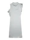 Fendi Ruffle-detail Satin Midi Dress In Light Blue