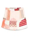 Fendi Vibrant Patchwork Silk Shorts With Relaxed Fit In Pink