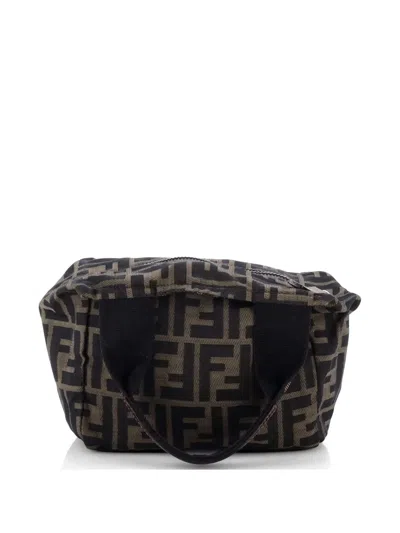 Pre-owned Fendi Vintage 1925 Cosmetic Zucca Canvas Mini Tote Bag In Brown