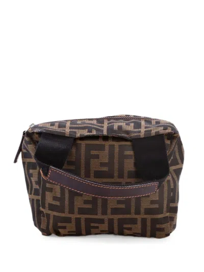 Pre-owned Fendi Vintage 1925 Cosmetic Zucca Canvas Mini Tote Bag In Brown