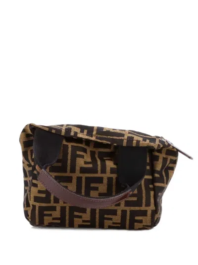 Pre-owned Fendi Vintage 1925 Cosmetic Zucca Canvas Mini Tote Bag In Brown