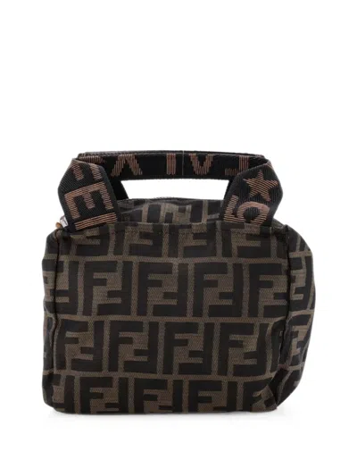 Pre-owned Fendi Vintage 1925 Cosmetic Zucca Canvas Mini Tote Bag In Brown