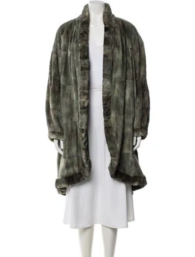 Pre-owned Fendi Vintage 1980's Faux Fur Coat In Green