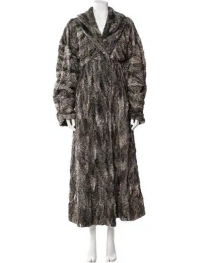 Pre-owned Fendi Vintage 1980's Faux Fur Coat In Multi