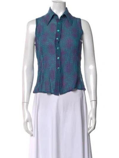 Pre-owned Fendi Vintage 1990's Button-up Top In Blue