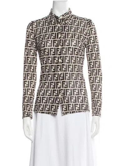 Pre-owned Fendi Vintage 1990's Button-up Top In Brown
