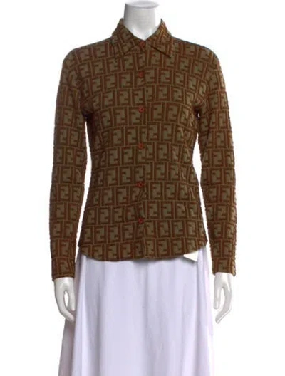 Pre-owned Fendi Vintage 1990's Button-up Top In Brown