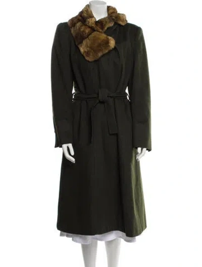Pre-owned Fendi Vintage 1990's Faux Fur Coat In Green