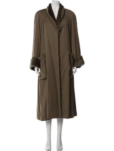 Pre-owned Fendi Vintage 1990's Faux Fur Coat In Green