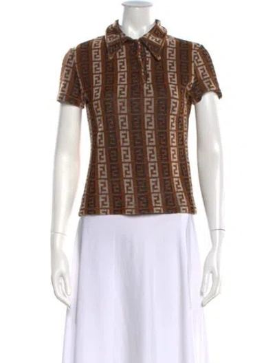Pre-owned Fendi Vintage 1990's Polo W/ Tags In Brown