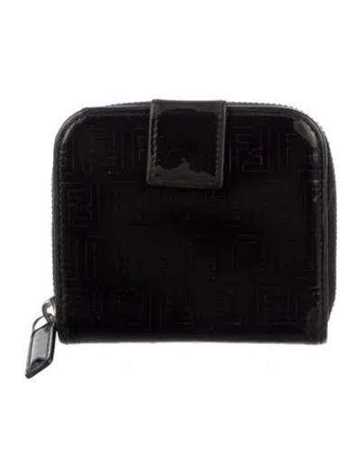 Pre-owned Fendi Vintage 2000 Compact Wallet In Black