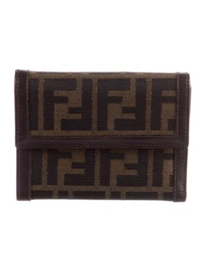 Pre-owned Fendi Vintage 2000 Compact Wallet In Brown