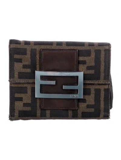 Pre-owned Fendi Vintage 2000 Compact Wallet In Brown