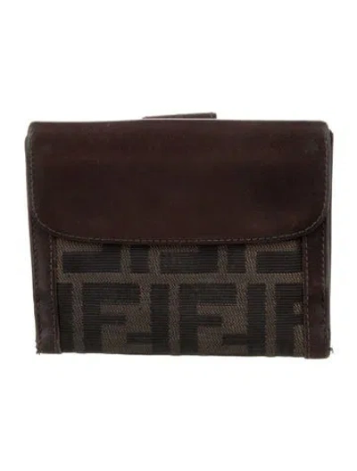 Pre-owned Fendi Vintage 2000 Compact Wallet In Brown
