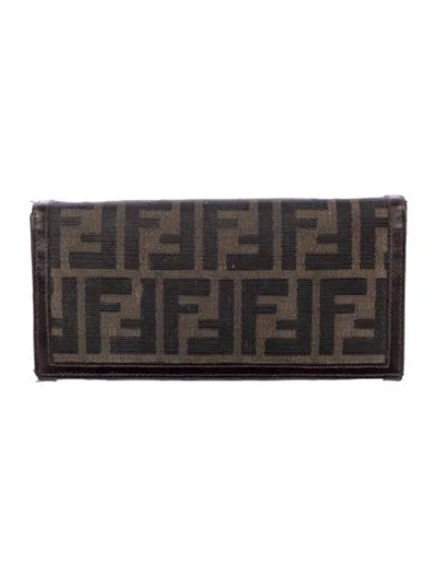 Pre-owned Fendi Vintage 2000 Continental Wallet In Brown