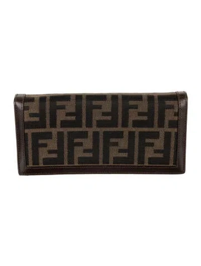 Pre-owned Fendi Vintage 2000 Continental Wallet In Brown/neutrals