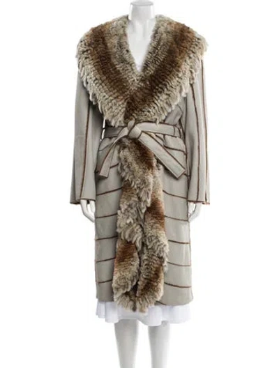 Pre-owned Fendi Vintage 2000's Fur Coat In Blue