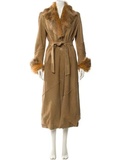 Pre-owned Fendi Vintage 2000's Fur Coat In Neutral
