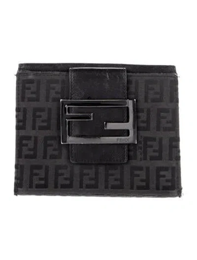 Pre-owned Fendi Vintage 2001 Compact Wallet In Black