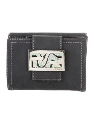 Pre-owned Fendi Vintage 2001 Compact Wallet In Blue