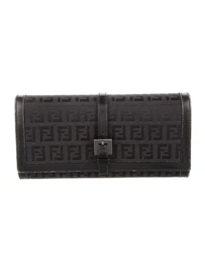 Pre-owned Fendi Vintage 2003 Continental Wallet In Black