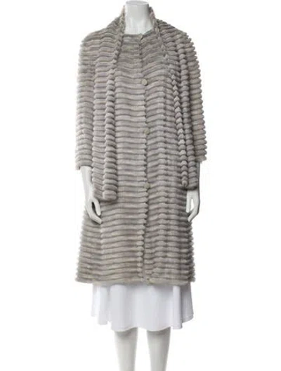 Pre-owned Fendi Vintage 2004 Fur Coat In Gray