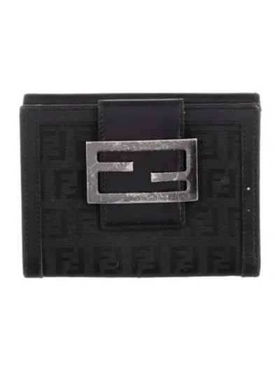Pre-owned Fendi Vintage 2005 Compact Wallet In Black
