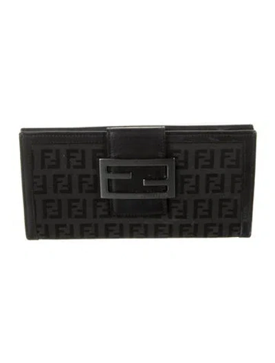 Pre-owned Fendi Vintage 2005 Continental Wallet In Black