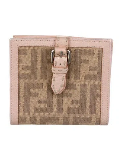 Pre-owned Fendi Vintage 2006 Compact Wallet In Neutral