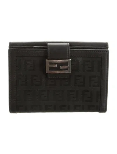 Pre-owned Fendi Vintage 2006 Continental Wallet In Black