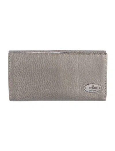 Pre-owned Fendi Vintage 2007 Continental Wallet In Grey/metallic/silver