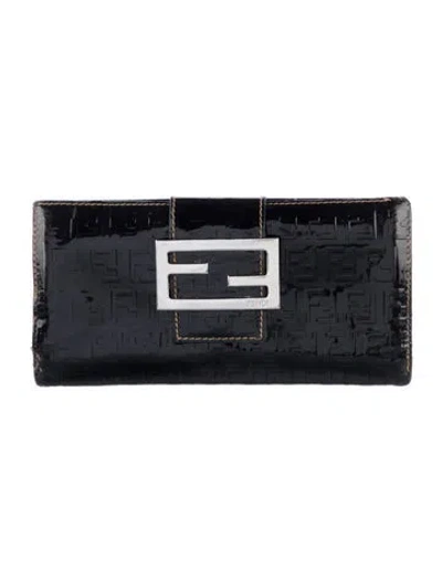 Pre-owned Fendi Vintage 2008 Continental Wallet In Black