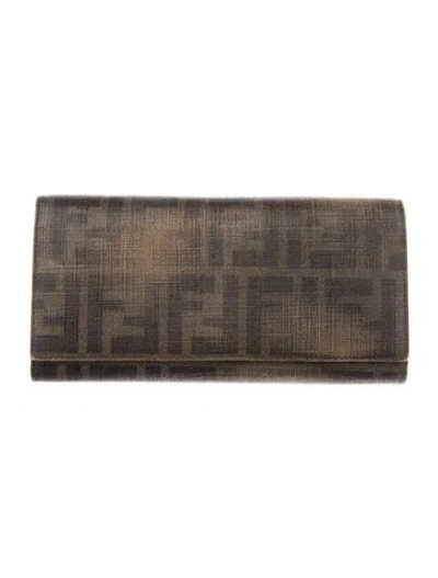 Pre-owned Fendi Vintage 2008 Continental Wallet In Brown