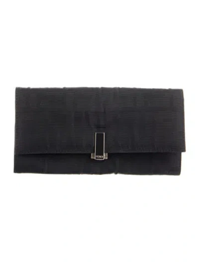 Pre-owned Fendi Vintage 2009 Continental Wallet In Black