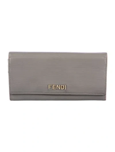 Pre-owned Fendi Vintage 2011 Continental Wallet In Gray