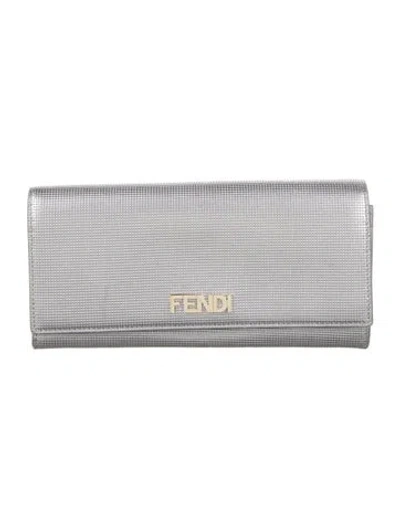 Pre-owned Fendi Vintage 2011 Continental Wallet In Silver