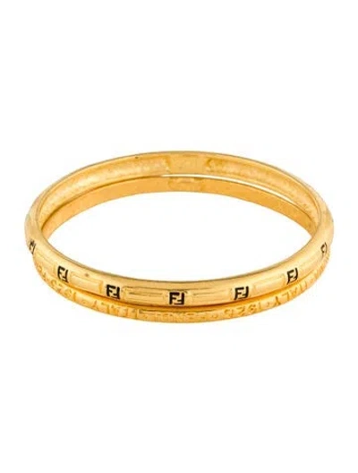 Pre-owned Fendi Vintage Bangle Set, 8" In Black