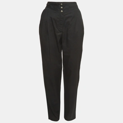 Pre-owned Fendi Vintage Black Cotton Tapered Trousers M