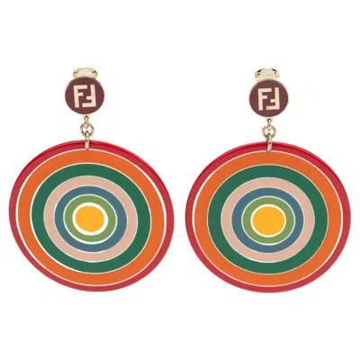 Pre-owned Fendi Vintage Burgundy Clip Earrings In Red